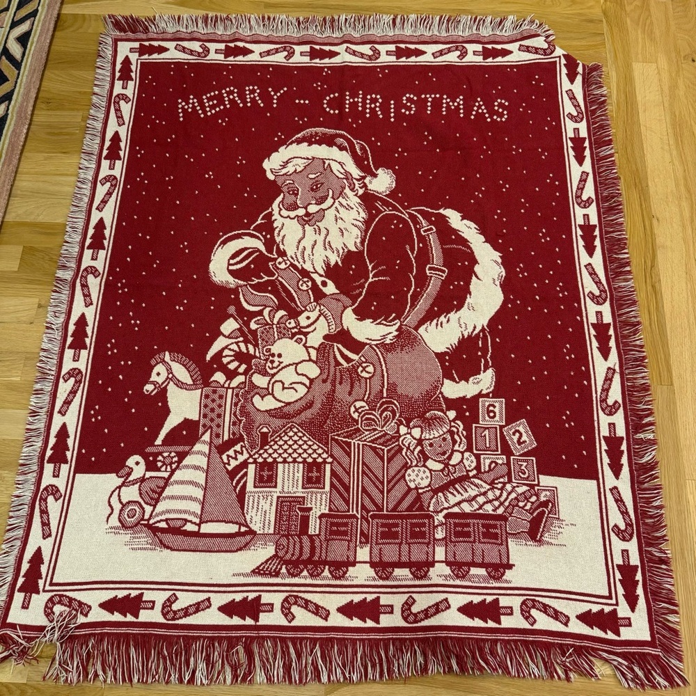 Santa Throw Blanket 41" X 59" With Fringes